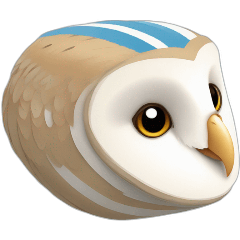 Barn Owl with bright blue and white stripes emoji