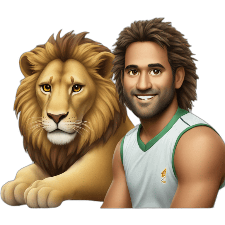 lion sit down on dhoni emoji