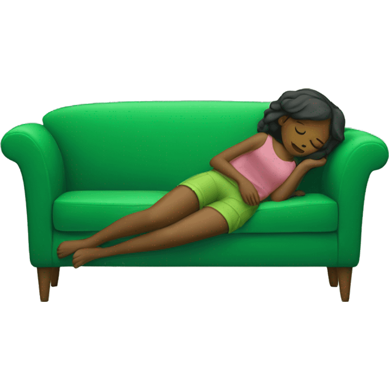 Girl sleeping on a Green Sofa emoji