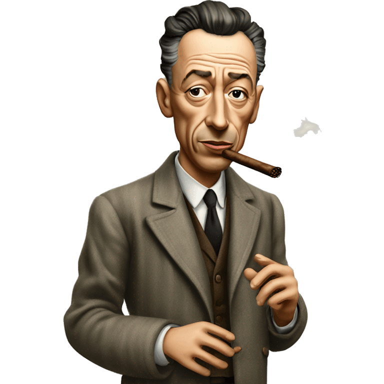 Albert Camus with cigar and L’Etranger emoji