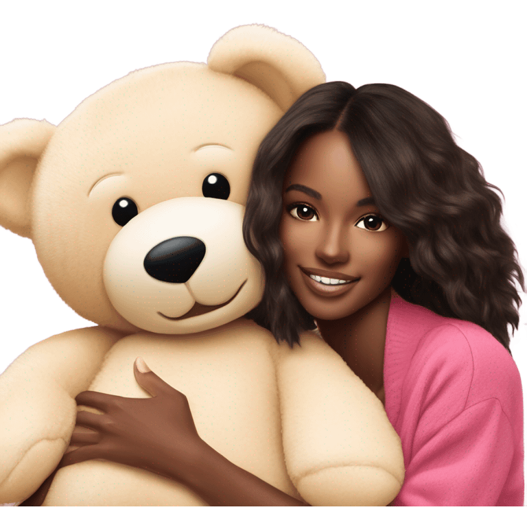 Photo Real Victoria secret model cuddling a teddy bear  emoji