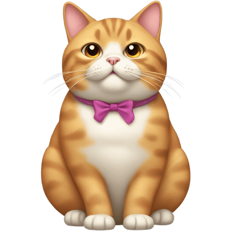 Fat cat with bow in its ear emoji