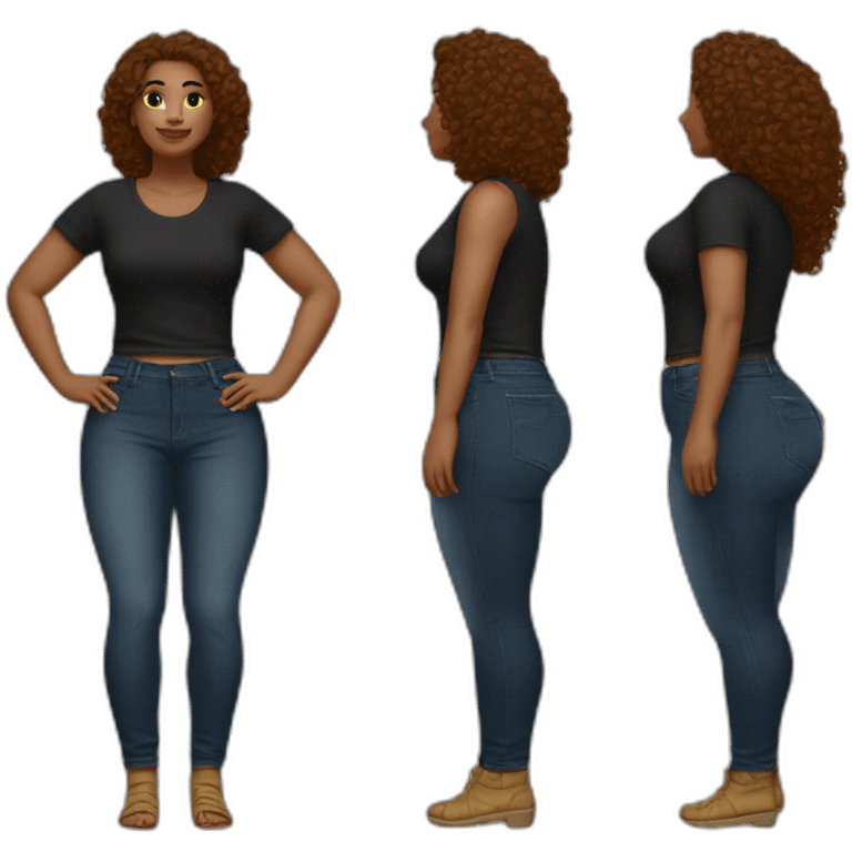 Full body Curvy beauty pants both sides emoji