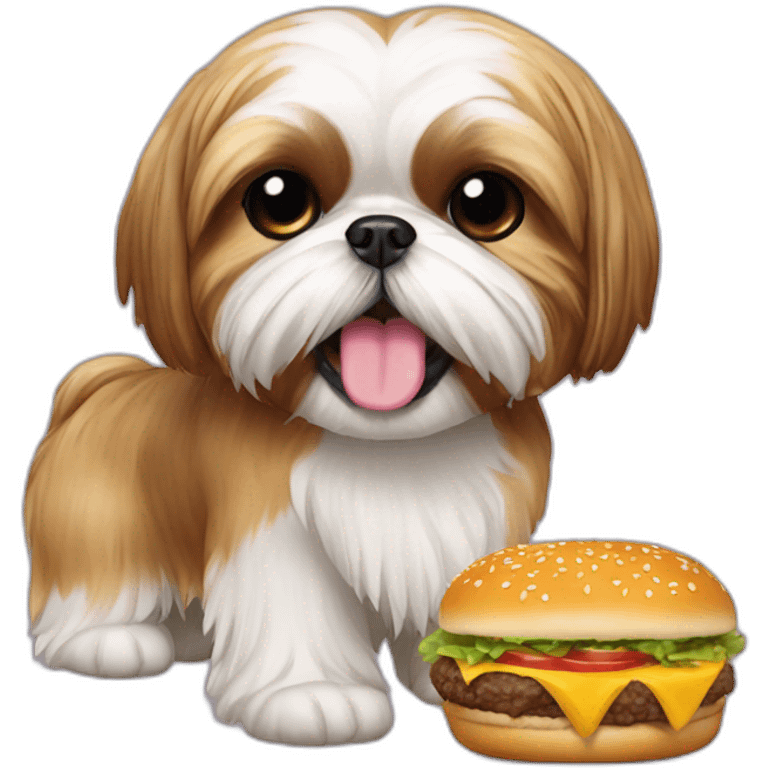 Shih tzu with cheeseburger emoji