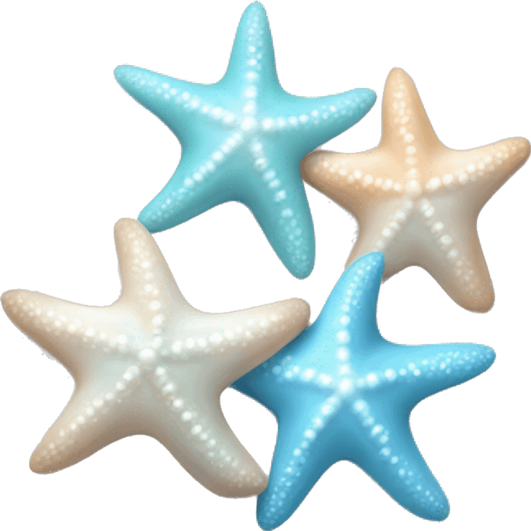 2 starfish shells one pastel blue and one a pearly white  emoji