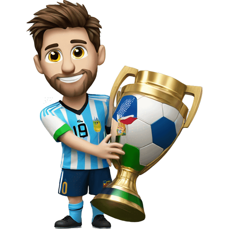 Leo messi with a world cup trophy emoji