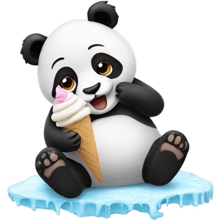 Panda eating ice cream emoji