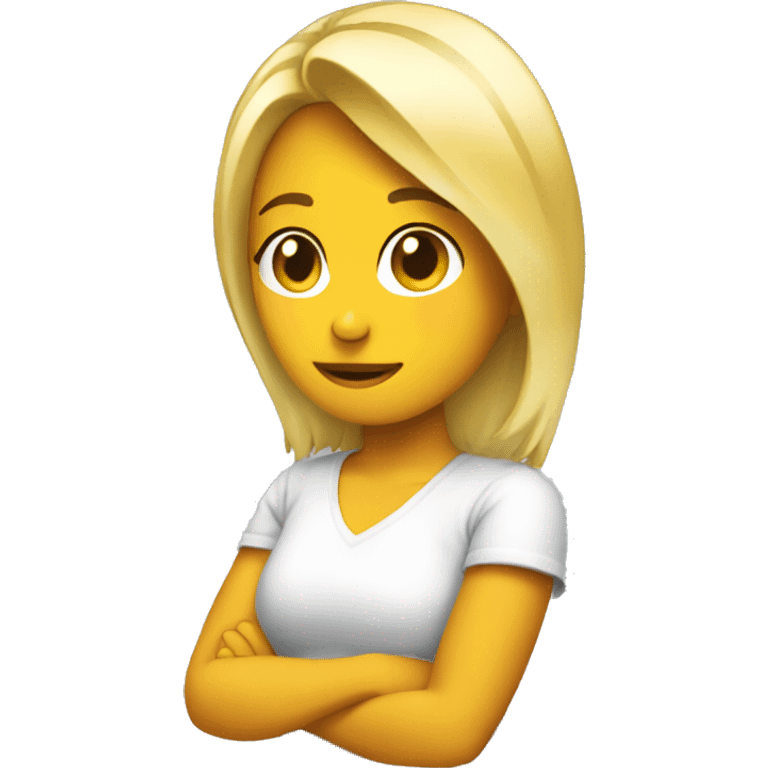 chica rubia saludando  emoji