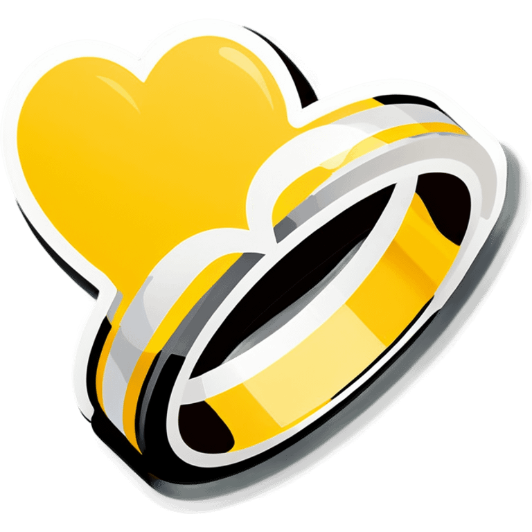 Wedding ring with white and yellow heart  emoji