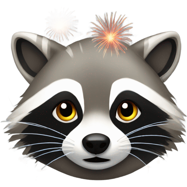 Raccoon and fireworks  emoji