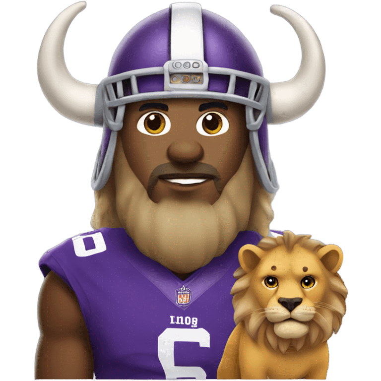 Minnesota Viking with pet lion emoji