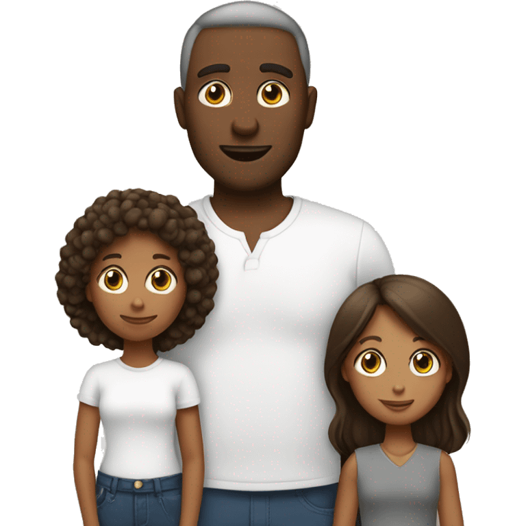 Family of 3- black mum white dad brown girl emoji