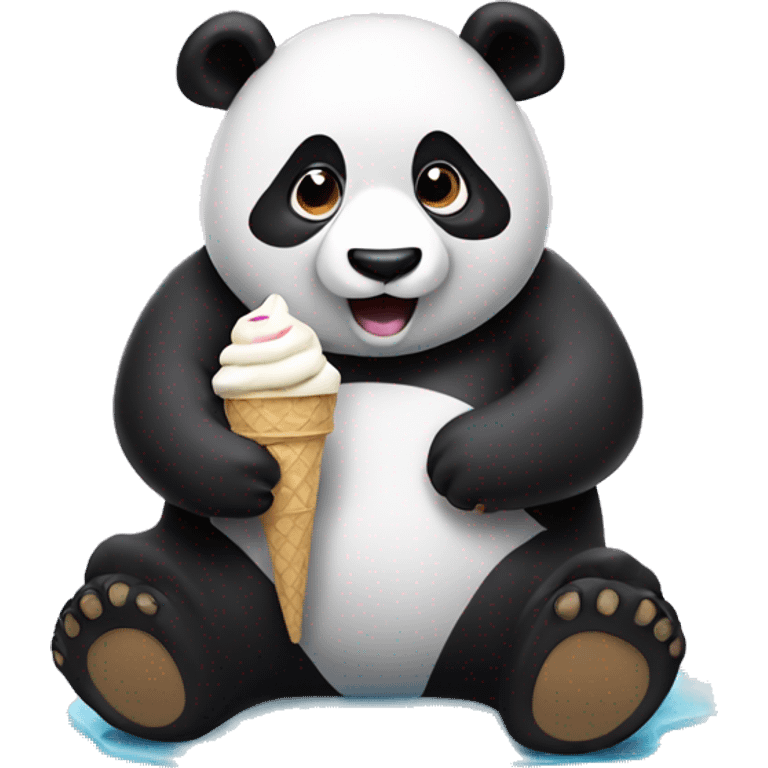 Panda eating ice cream emoji