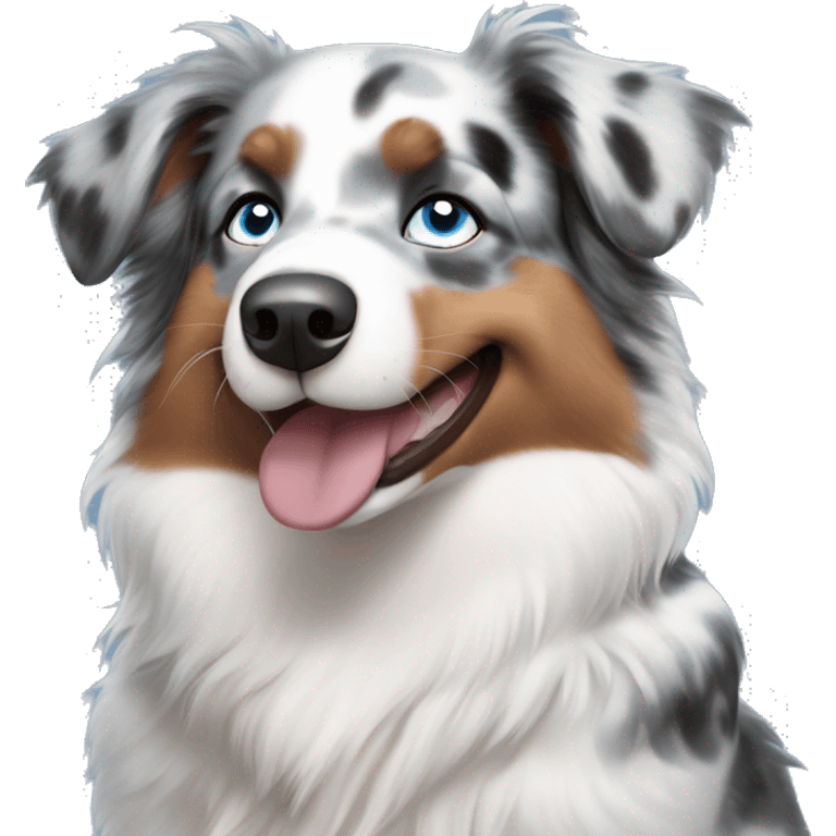 Mini blue Merle Australian Shepherd with blue eyes emoji