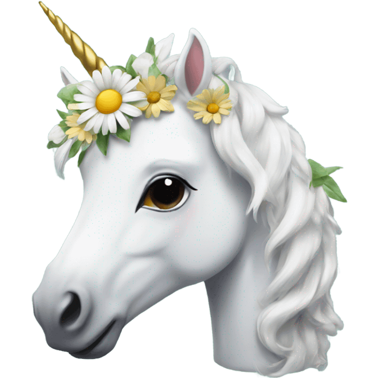 unicorn with daisy flower crown  emoji