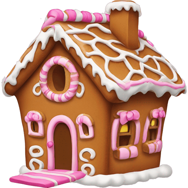 Gingerbread house with a pink bow  emoji