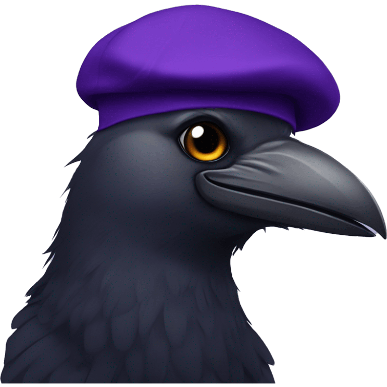 Crow wearing a purple beret emoji