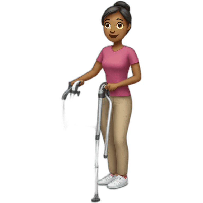 Women with crutches emoji