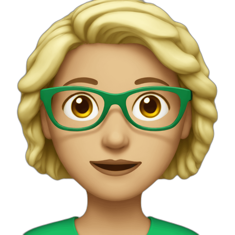 female teacher with green glasses emoji