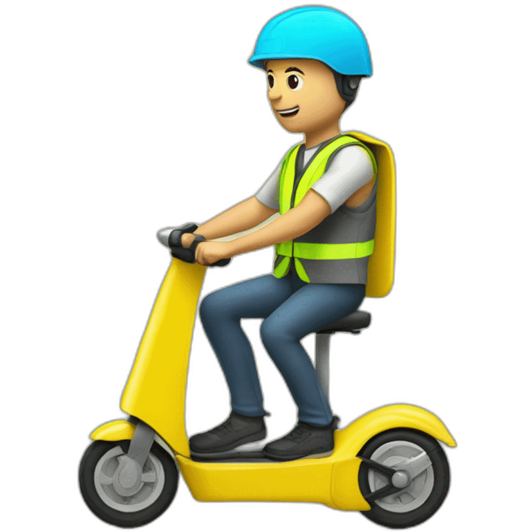 trottinette electrique bald man with yellow safety vest emoji