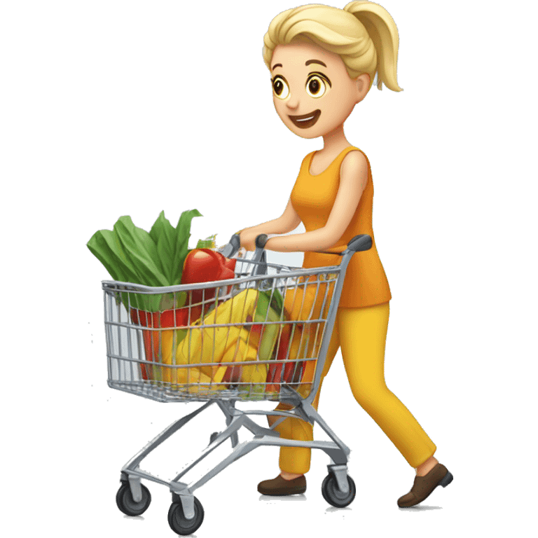 White woman pushing shopping cart emoji