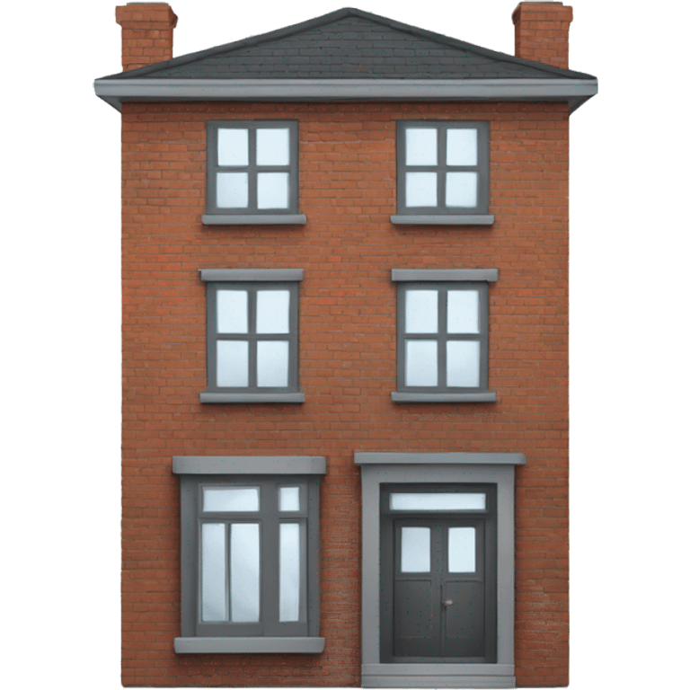 two floors brick house with dark grey windows and grey flat roof emoji