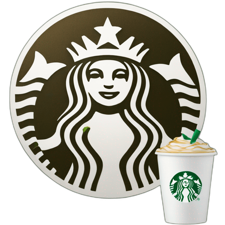 Starbucks logo with starbucks coffee  emoji