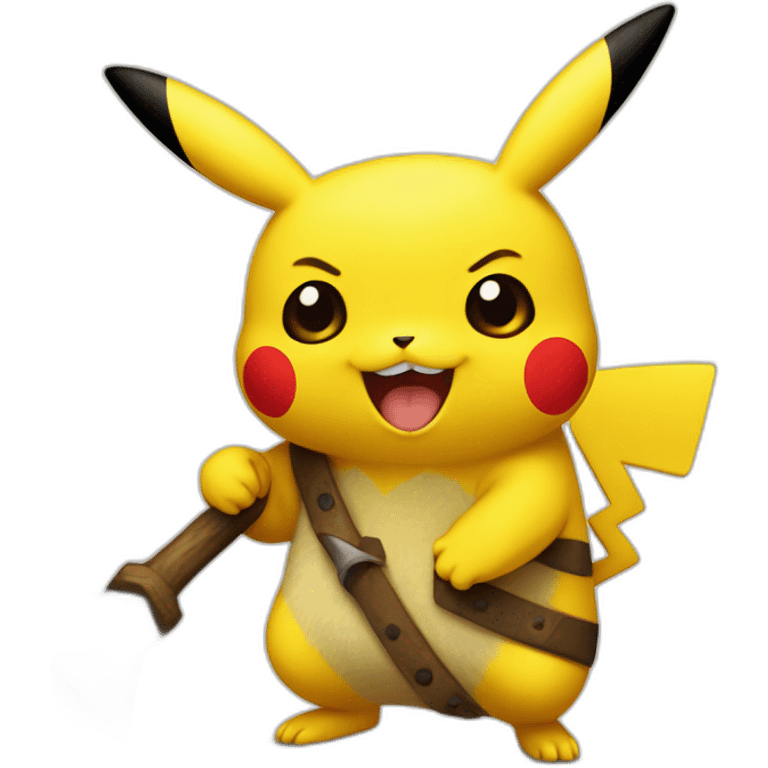 Pikachu with a hand axe emoji