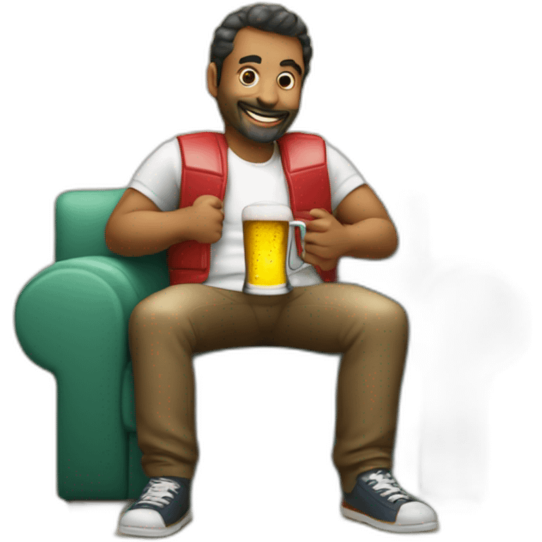 Papi avec une bière sur le canape emoji