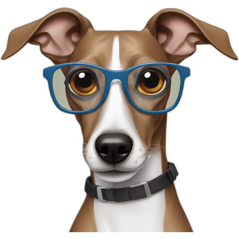 Italian greyhound wearing glasses emoji