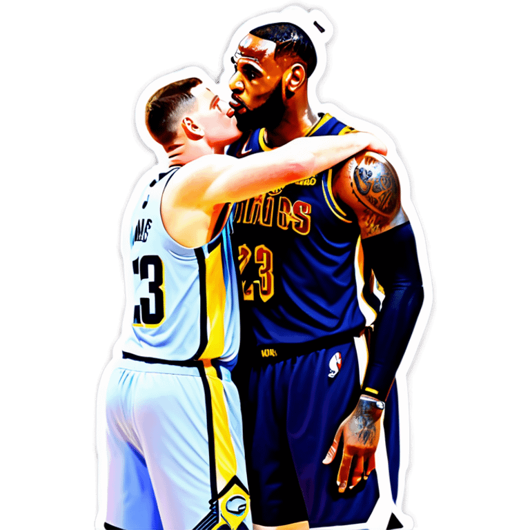 LeBron James kissing Nikola Jokic emoji