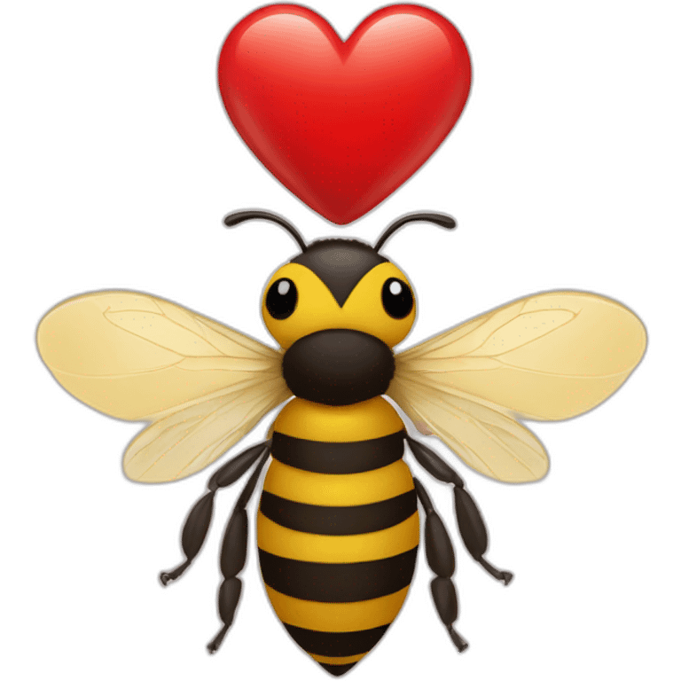 Bee with a red heart emoji