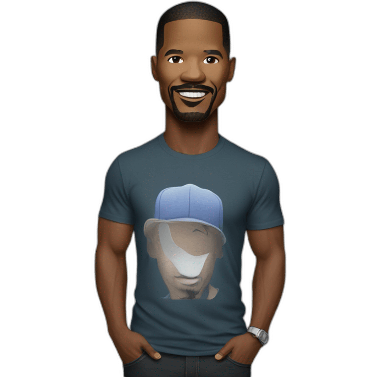 Jamie Foxx wearing t-shirt emoji