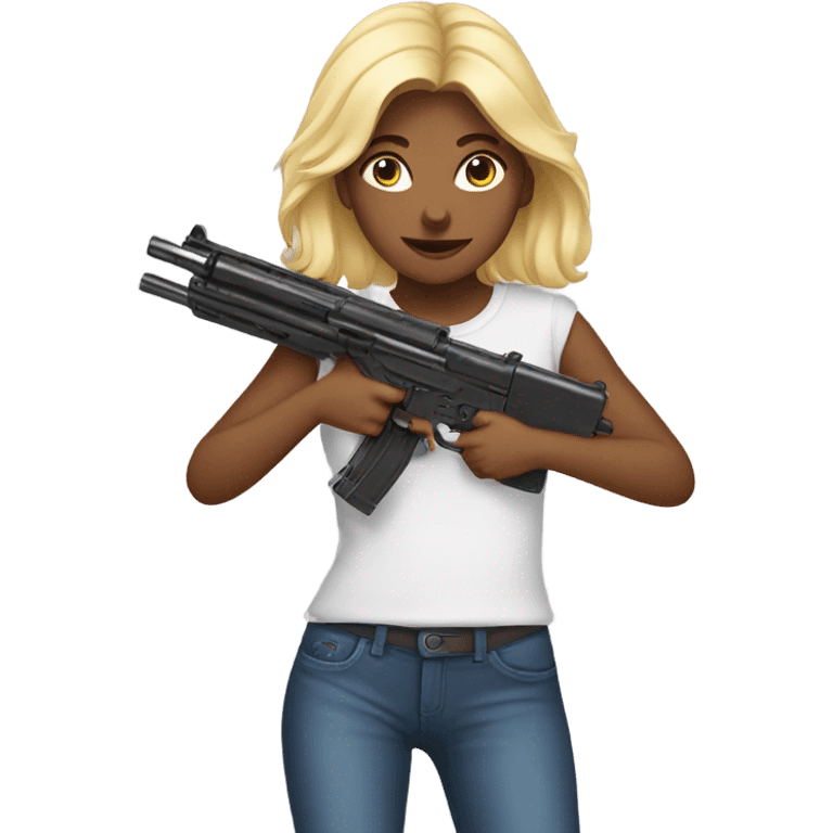 Girls playing with fake guns emoji