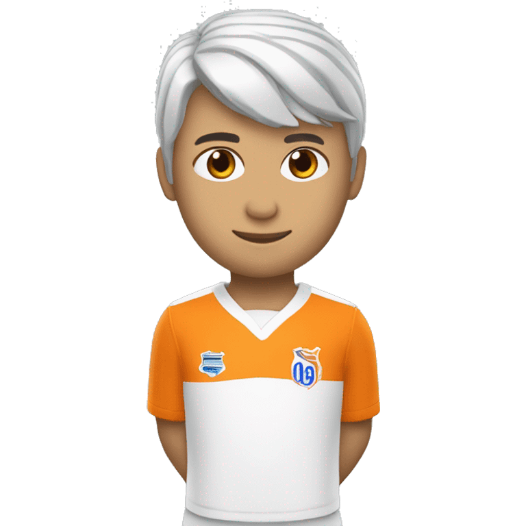 Futbolista blanco con uniforme naranja con el número 6 emoji