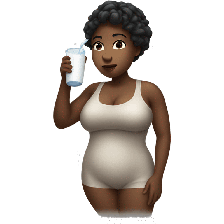 a big thick girl drinking milk emoji