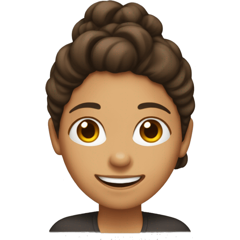 Mujer de pelo marron oscuro sonriendo emoji