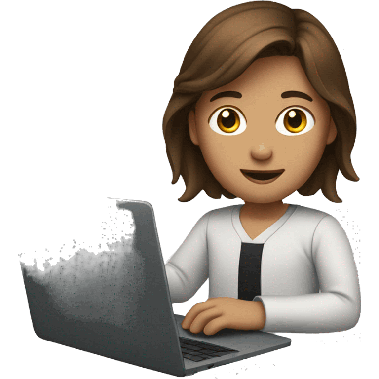 person with brown hair and laptop emoji