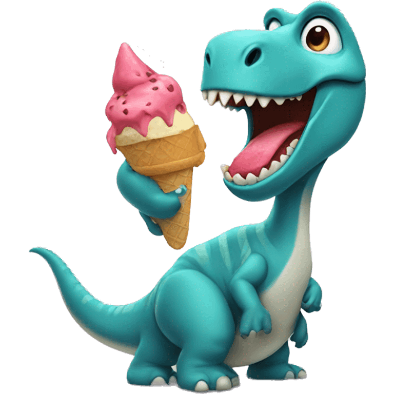 Dinosaur eating icecream emoji