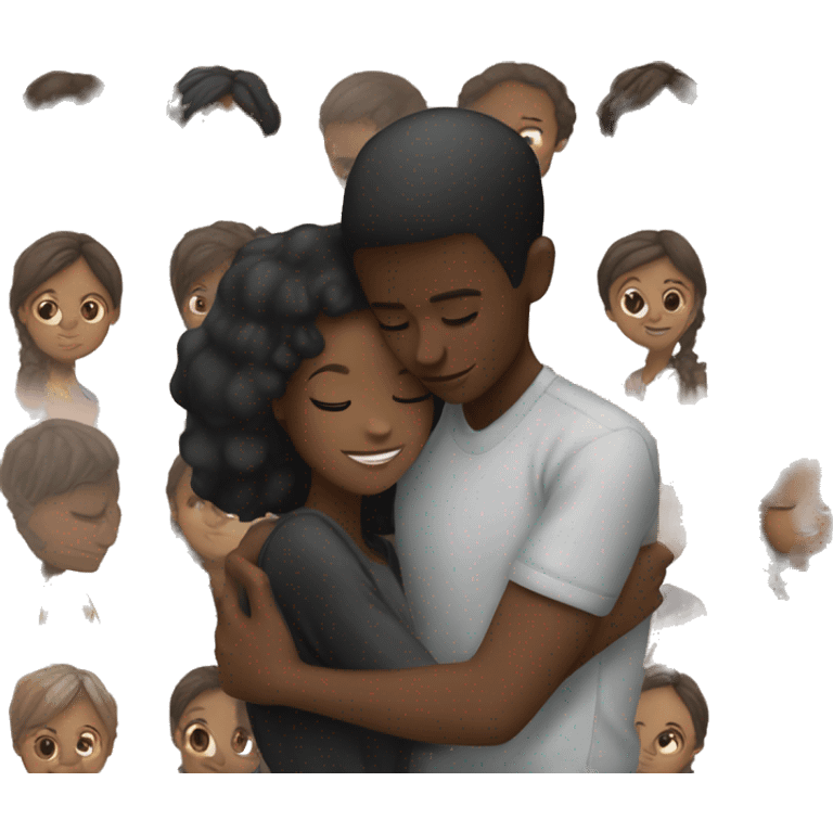 White boy hugging black girl  couple emoji