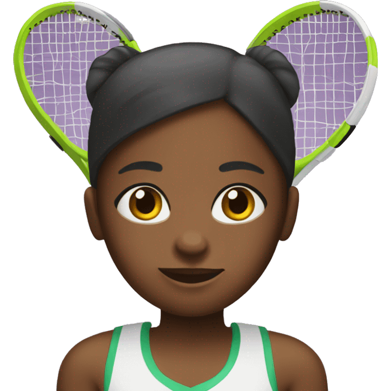  black girl emoji who has a tennis raquet and netball emoji