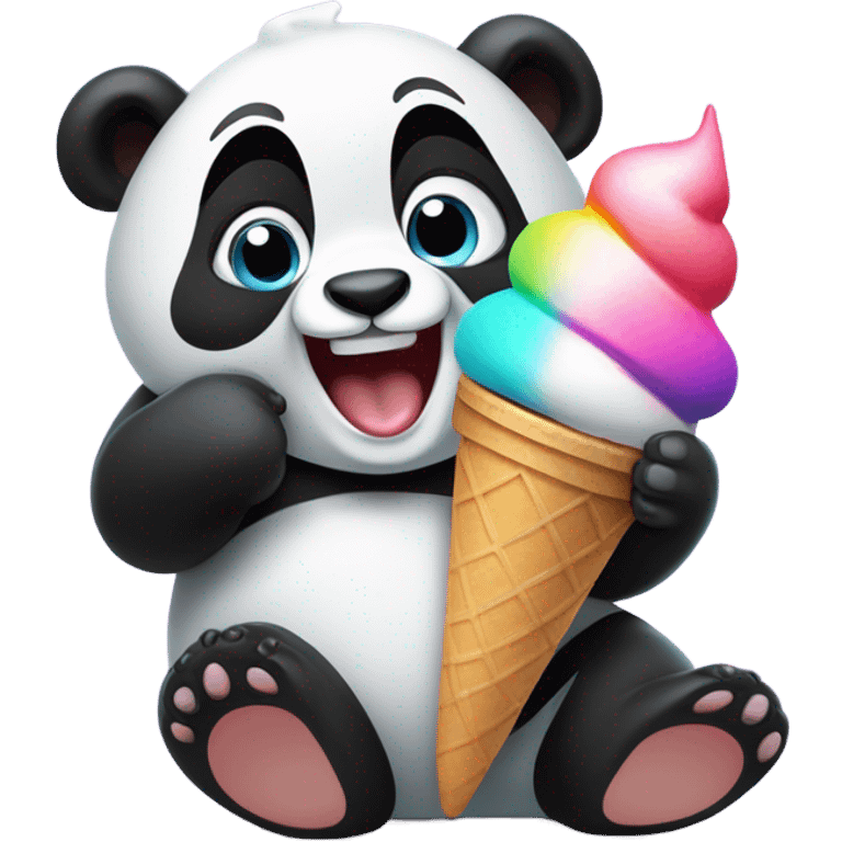 Panda eating ice cream emoji