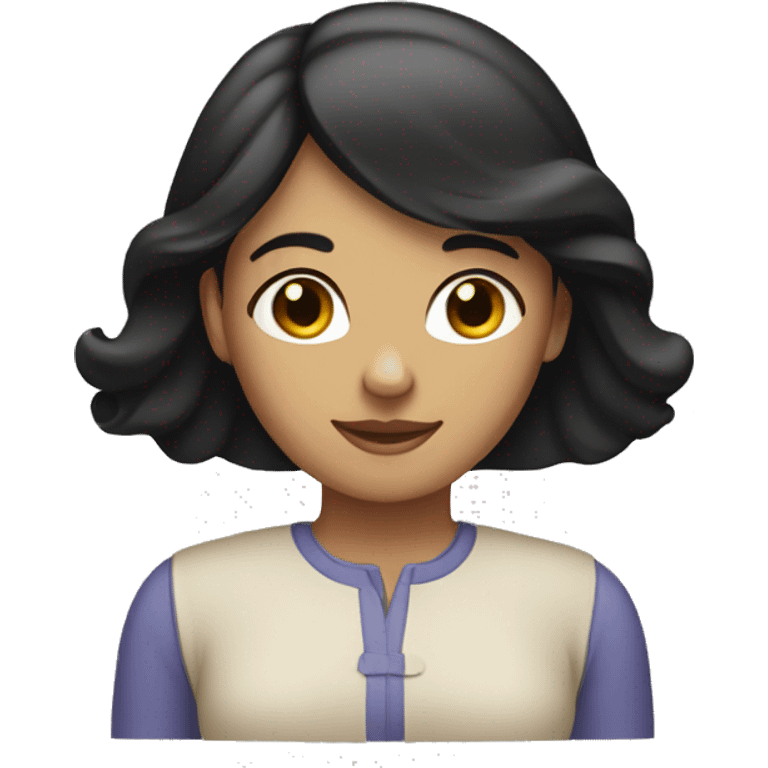 Black-haired white woman putting her hands together emoji