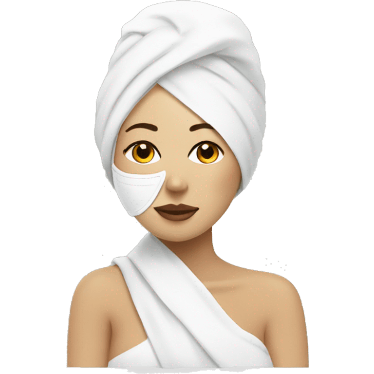 Lady with face mask spa beauty full face relaxing emoji