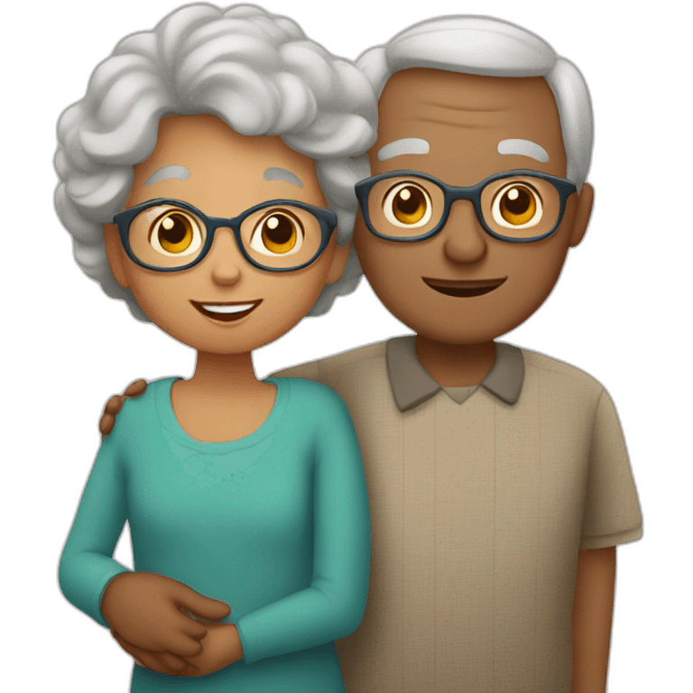 Grandma and grandpa with grandson emoji