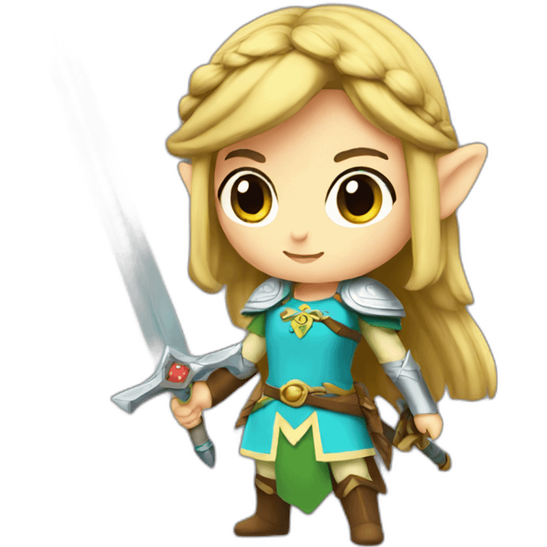 Cute Princess Zelda with sword emoji