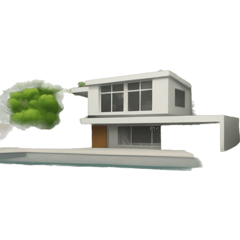 a modern house by a green canyon emoji