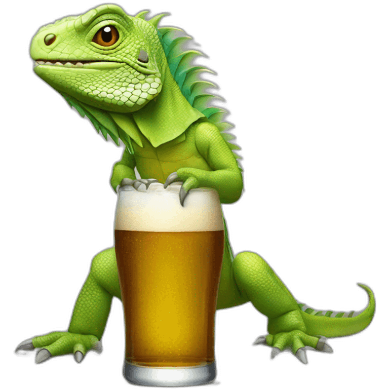 una iguana con un vaso de cervezas  emoji