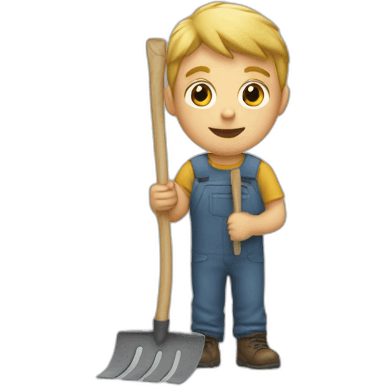 white kid holding a rake emoji