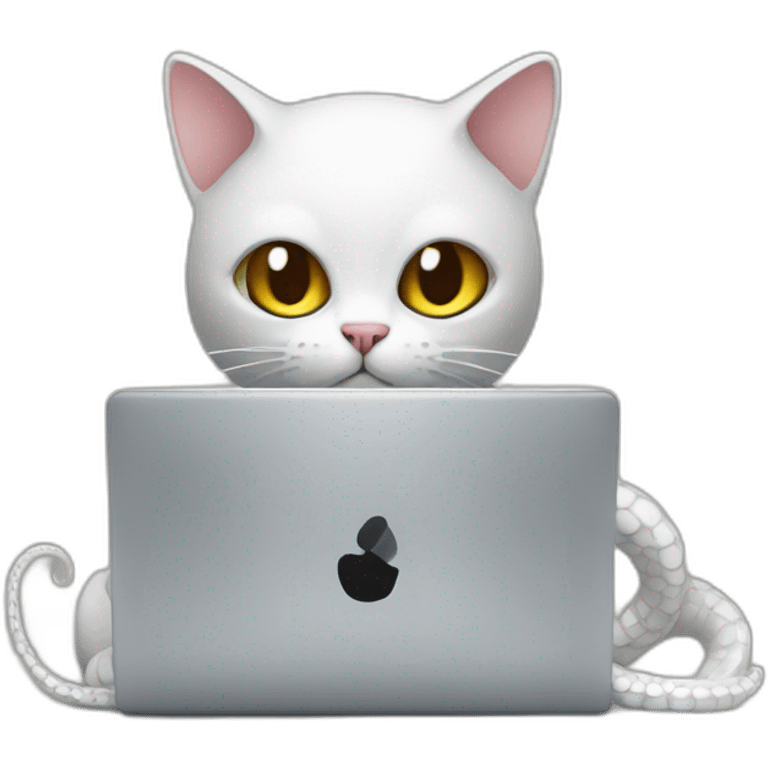 cat coding on a laptop with the github tentacle emoji